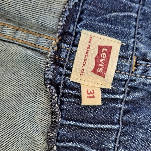 Levi's Blue Denim Jean High Rise Elastic Waist Mom Shorts sz 31 - Picture 5 of 10